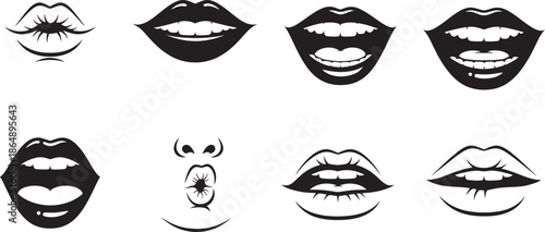 Valentine's day lips expressions illustrations for lovers and friends on valentine day