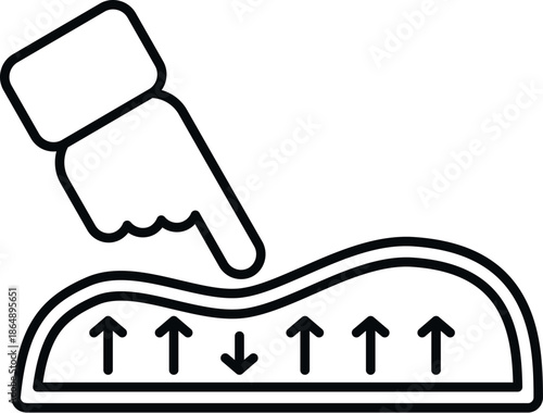 Hand pressing down on memory foam showing pressure distribution and support mechanism
