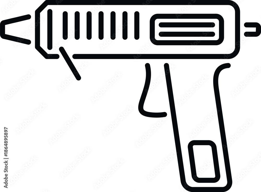 Obraz premium Hot glue gun line art icon representing crafting and repair tools