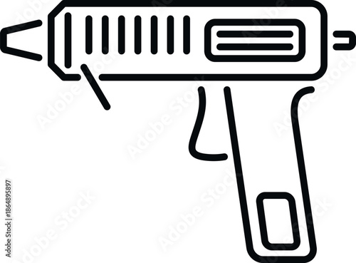 Hot glue gun line art icon representing crafting and repair tools