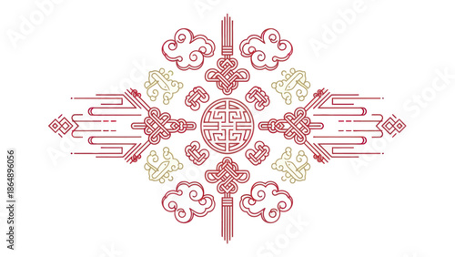 Traditional Chinese Ornate Red Emblem.