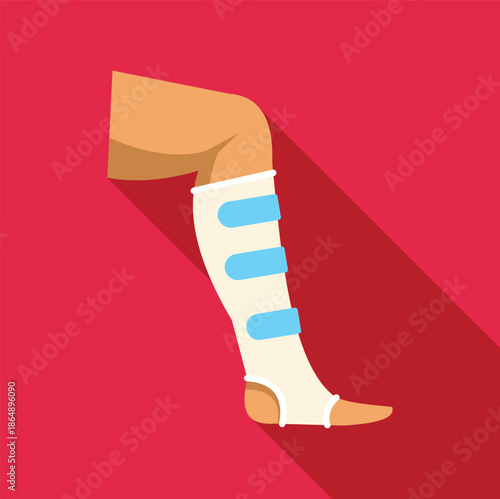Person's leg wearing a medical splint for injury protection and healing