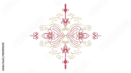 Vibrant Floral Embroidery Design Pattern.