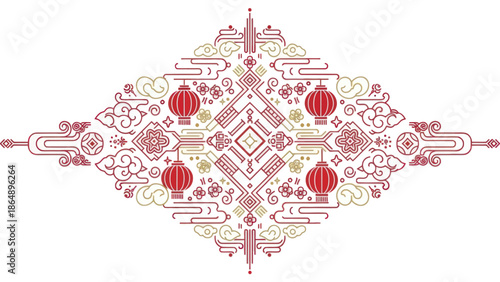 Vintage Red Chinese Lantern Design.