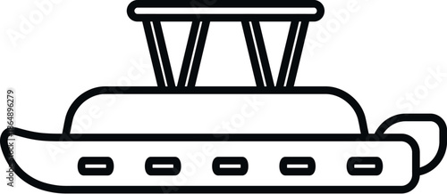 Motor boat outline icon representing water travel and transportation
