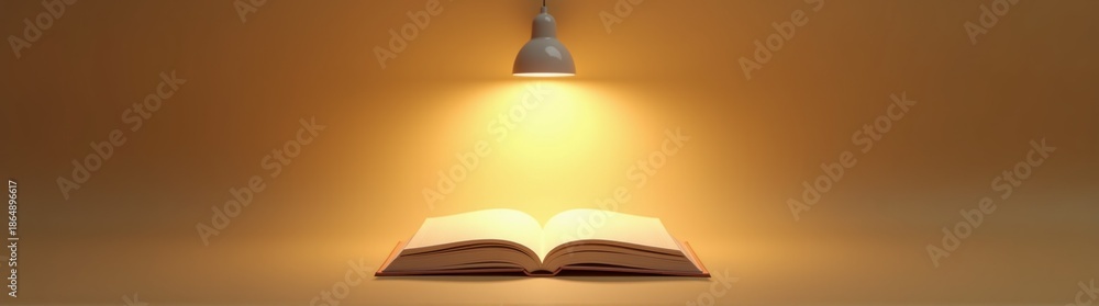 Naklejka premium Book that is open and a light is on banner copy space