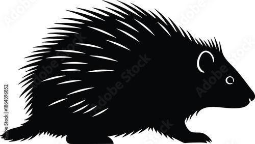 Cute wildlife animal hedgehog vector illustration with a cartoon silhouette head and nature art design isolated on a white or black background for a tattoo symbol