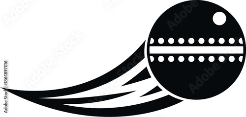 Cricket ball traveling fast, moving through the air with dynamic motion