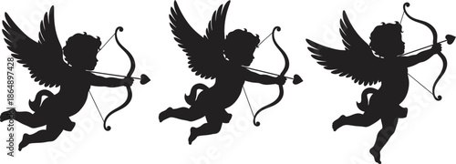 Valentines day cupid silhouettes love arrows for romantic occasions