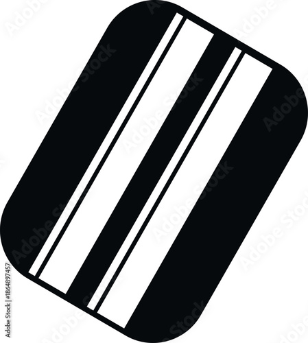 Chewing gum candy with three vertical stripes in a clean black and white icon