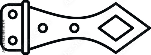 Decorative strap end featuring a diamond design and rivet details