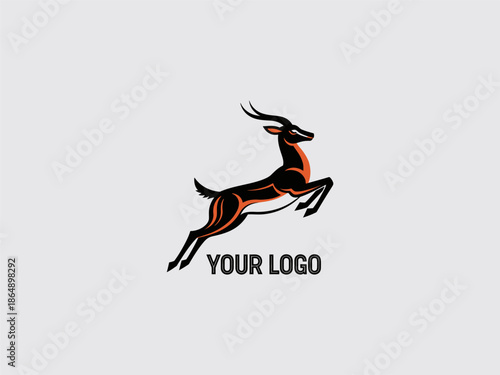 Running Antelope Logo Design Element.