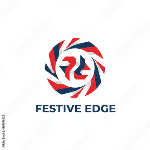Festive Edge Abstract Ribbon Circle Logo