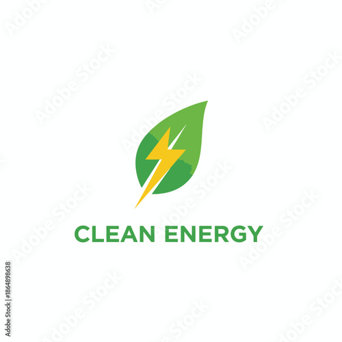 Clean Energy Renewable Leaf Lightning Logo
