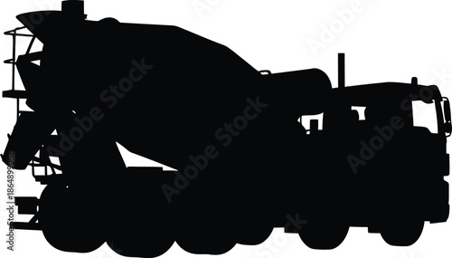 Black vector silhouette illustration of a truck car and heavy construction machinery including a tractor bulldozer and locomotive for industrial transport and vehicle equipment sign icons
