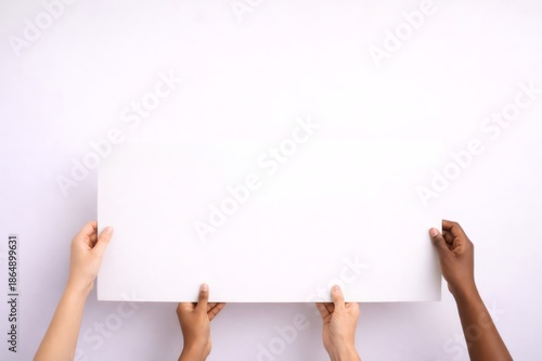 Diverse hands holding blank sign for equality message