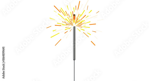 A handheld sparkler emitting bright golden sparks for festive celebration.
