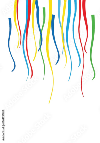 Colorful Vertical Streamers Create Festive Abstract Design on White Background.