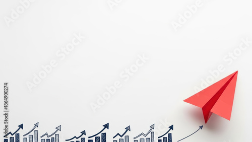 Businessman space background business plan innovative plane success paper solution strategy red white successful innovation concept copy