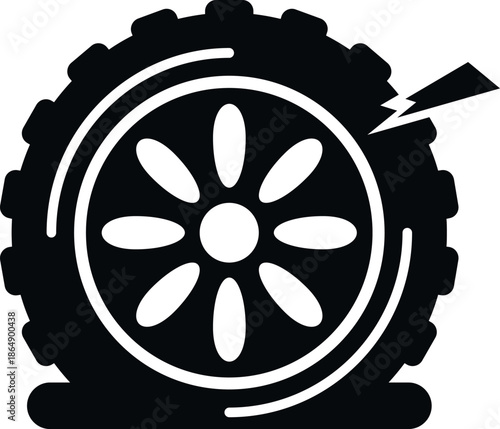 Flat tire icon showing a damaged wheel with a puncture sign