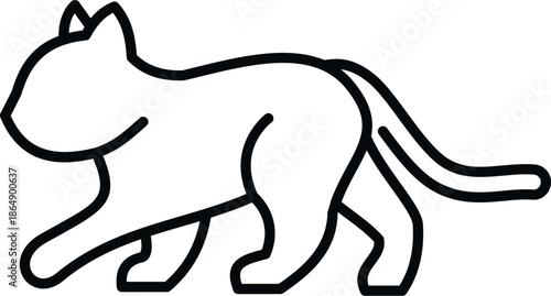 Black outline cat walking icon representing a domestic pet