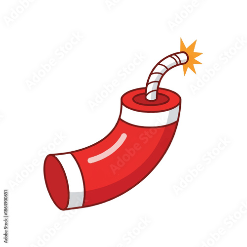 Bright Red Cartoon Party Horn Illustration for Festive Celebrations.