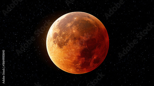 Wallpaper Mural Dramatic Blood Moon During a Total Lunar Eclipse Glowing Red Against a Dark Night Sky with Visible Craters and Celestial Atmosphere Torontodigital.ca