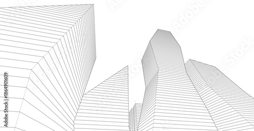 abstract architecture metropolis 3d illustration