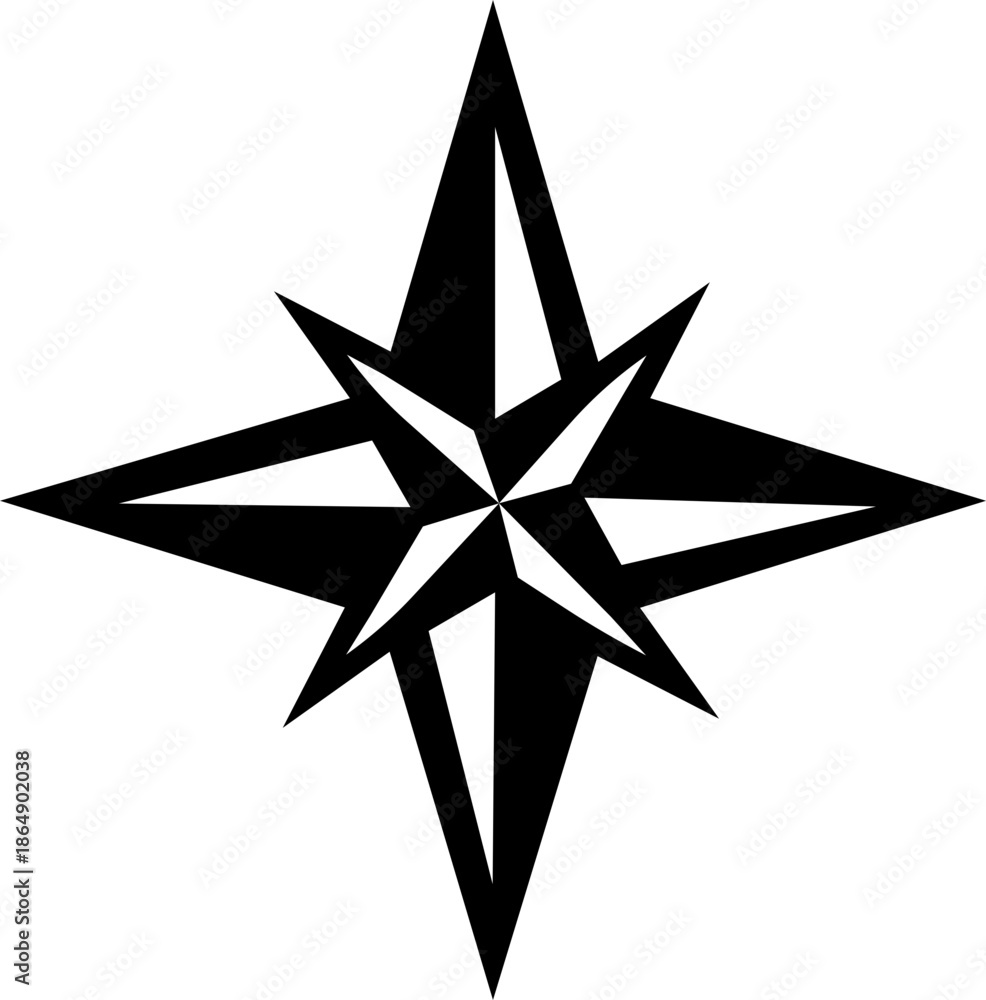 Obraz premium compass navigation icon of direction and orientation symbol of flat line vector illustrations, add compass rose, bearing, route, travel guide, black icon