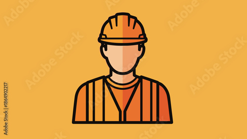 Illustration of a construction worker wearing a hard hat and safety vest.