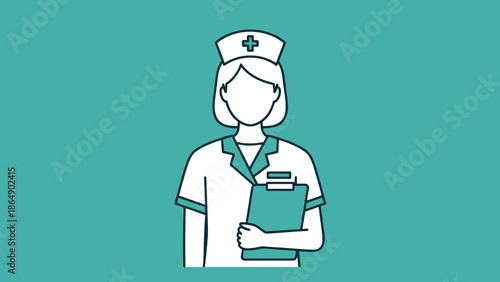 Illustration of a nurse holding a clipboard with a stethoscope.