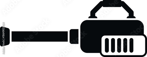 Leaf blower outline in black, symbolizing outdoor yard work