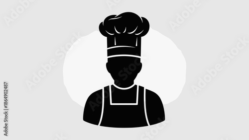 Silhouette of a Chef Wearing a Tall Toque and Apron 1.