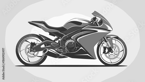 Sleek Sport Motorcycle Side View Illustration.