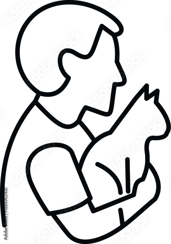 Person cuddling a feline animal, showing love and care for a domestic pet