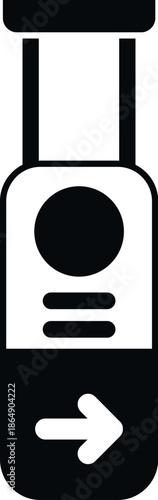 Turnstile controlling access with an arrow indicating an entry point