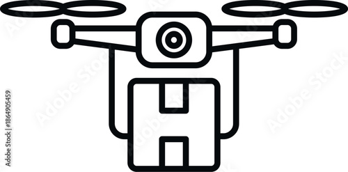 Drone carrying a package, symbolizing fast future delivery and automated shipping