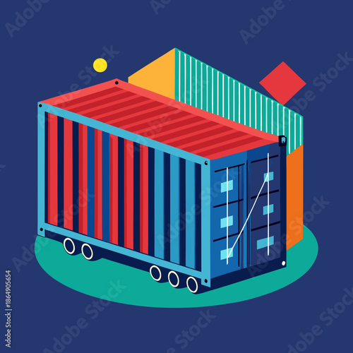freight container with chart graph overlay