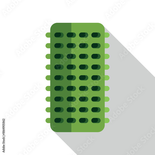 Green studded sole pattern vector symbol with long shadow
