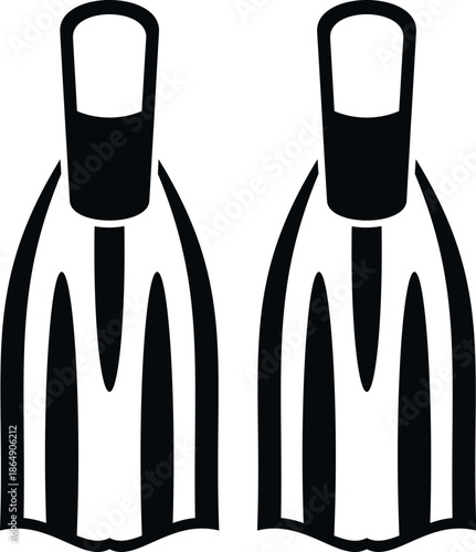 Pair of black swimming fins for watersports activity