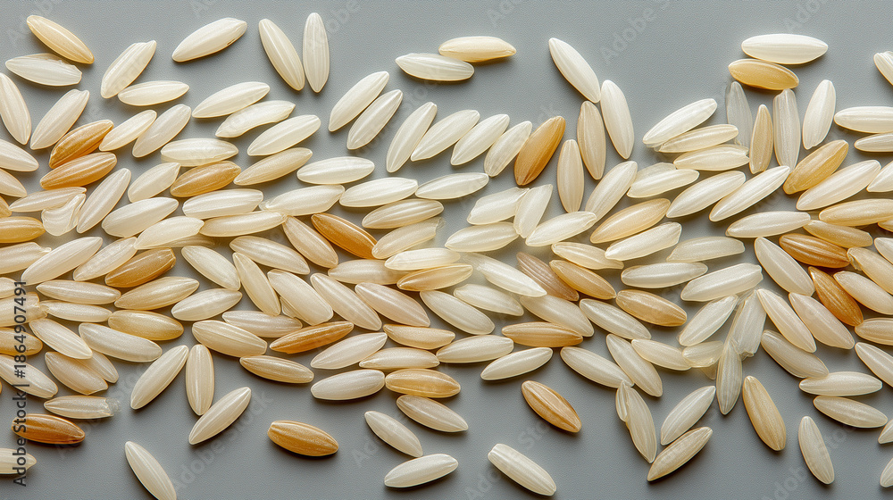 Obraz premium Rice grains, basmati rice, elongated elegant grains