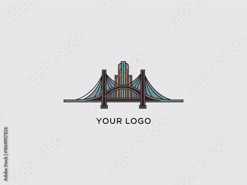 Stylized Bridge era era Logo Design.