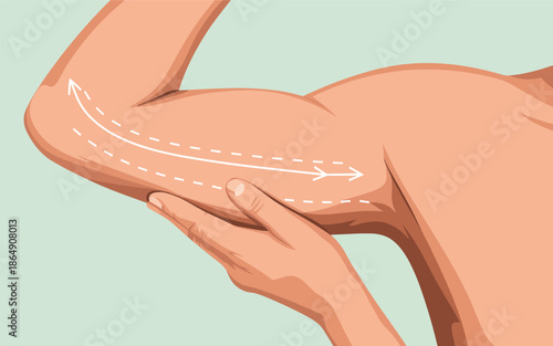 A person examining their elbow with a gentle touch, illustrating a self-examination technique