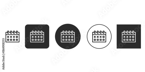 Calendar icon set for scheduling and planning apps | Outline agenda symbol vector illustration in multiple styles | Time management and deadline tracker pictogram | Modern event reminder glyph