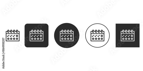 Calendar icon with checklist and checkmarks for task management | Outline schedule and confirmed events icon for planning apps | Black and white vector pictogram for daily task tracking 
