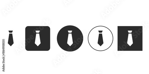 Minimalist flat design necktie icon set for business attire | Black and white vector graphic of a formal wear symbol | Professional dress code pictogram collection for UI/UX 