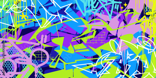 Cool Colorful Abstract Urban Style Hiphop Graffiti Street Art Vector Illustration Background