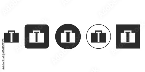Monochrome shopping bag icon set for UI design | Minimalist briefcase or carry-on travel symbol vector | Flat design e-commerce checkout bag glyph variations | Black and white luggage pictogram
