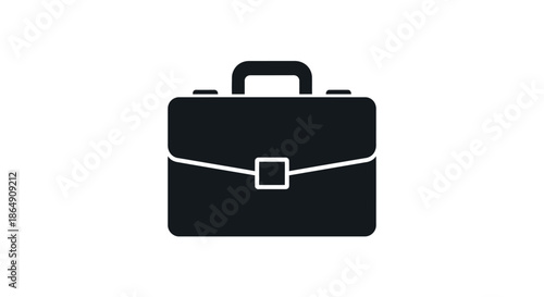 Simple dark silhouette icon representing a classic business briefcase for professional documents and travel