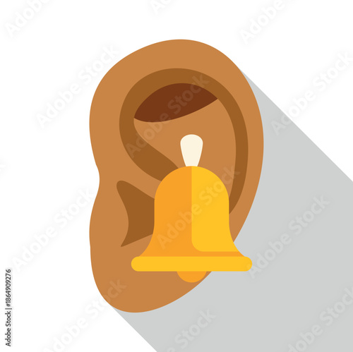 Human ear with a ringing bell symbol representing hearing issues and noise